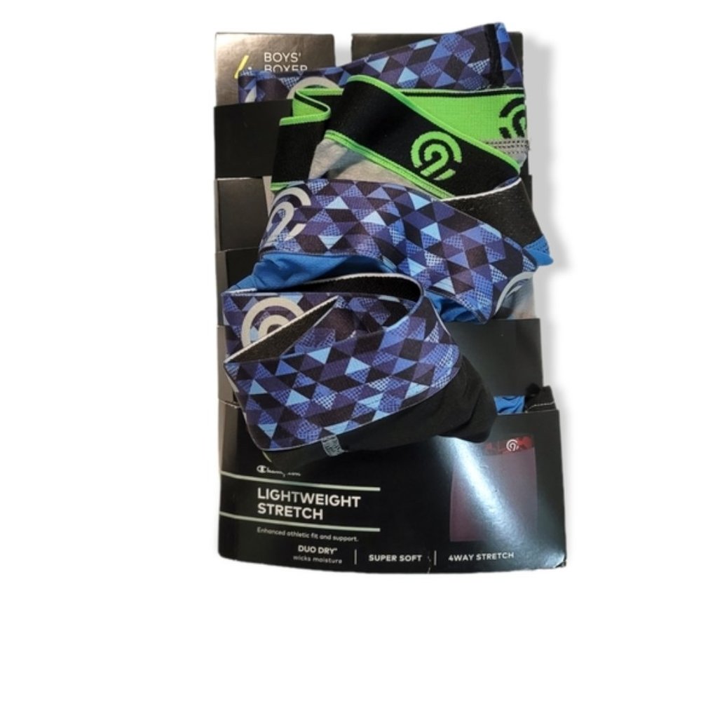 Champion Boys Blue & Silver Lightweight Stretch Boxer Briefs Size Small